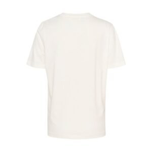 Κλασικό λευκό βαμβακερό T-shirt με κοντό μανίκι και στρογγυλή λαιμόκοψη, χωρίς σχέδιο στο πίσω μέρος.