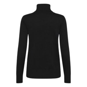 "Το μαύρο πλεκτό ζιβάγκο σε επίπεδη παρουσίαση, πίσω όψη. Φαίνεται η ομοιόμορφη πλέξη και η καθαρή γραμμή του ρούχου σε λευκό φόντο."