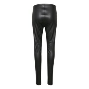 «Μαύρο ψηλόμεσο δερμάτινο κολάν, φωτογραφία από πίσω χωρίς μοντέλο, σε λευκό φόντο.»