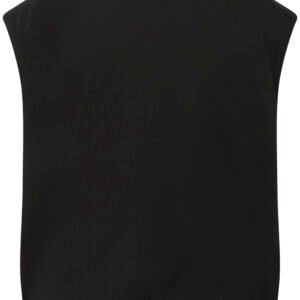 Μαύρη αμάνικη μπλούζα σε χαλαρή εφαρμογή, πίσω όψη, με καθαρές γραμμές και ελαφριά κίνηση στο ύφασμα, φωτογραφημένο σε ουδέτερο ανοιχτό φόντο