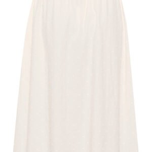 Midi φούστα σε ecru απόχρωση με διακριτική ανάγλυφη υφή και ελαστική μέση, σε ανάλαφρη γραμμή, φωτογραφημένη σε λευκό φόντο.