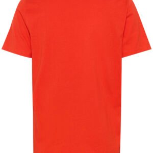 Κόκκινο γυναικείο t-shirt από βαμβάκι, πίσω όψη, minimal σχεδιασμός χωρίς τύπωμα, σε λευκό φόντο